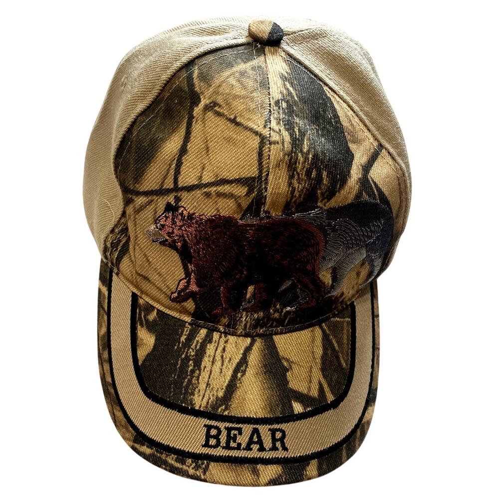 Golden Lion Tin Cup Bear Camo Baseball Cap Embroidered Hunting Hat Adjustable